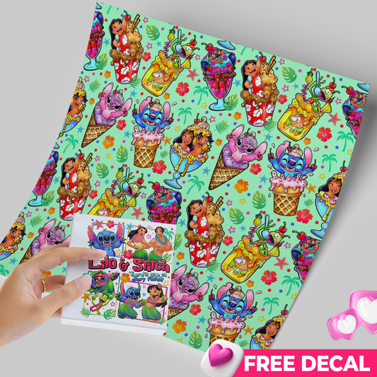 High-Quality Printed Adhesive Vinyl – Permanent Finish 12x12" STITCH Popsicles / Free Uvdtd decal