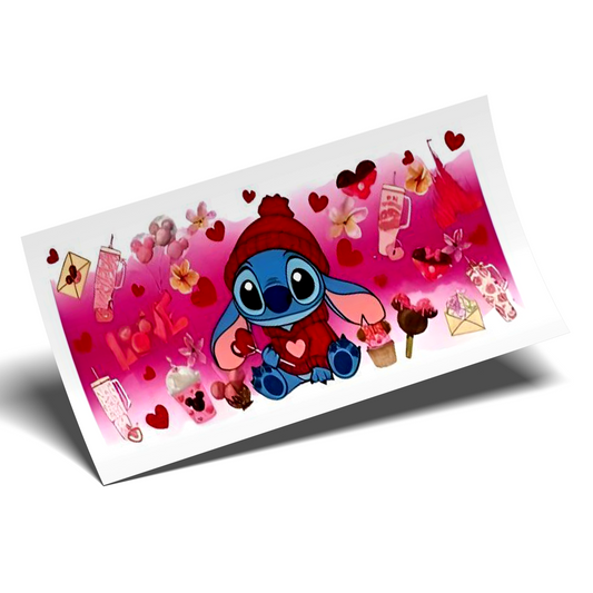 Cup Wrap Sticker - UV DTF Stitch In love coffee full background