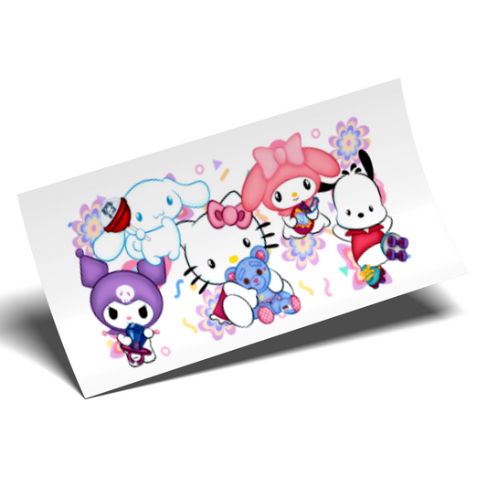 UV DTF Cup Wrap - Kawaii Sanrio groove flowers