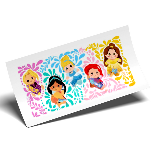 UV DTF - Mini Princess doodle uv dtf cup wrap