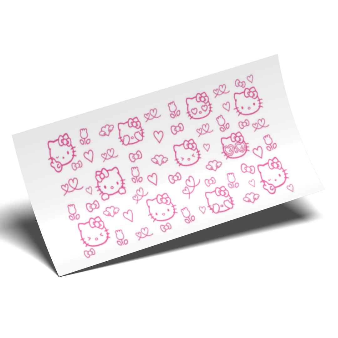 Cup Wrap Sticker UV DTF - Mini tiny pink kitty faces