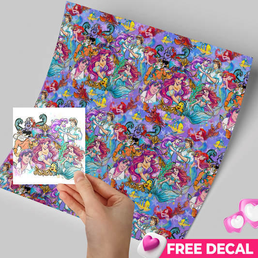 High-Quality Printed Adhesive Vinyl – Permanent Finish 12x12" Ariel Seamless / Free Uvdtd decal