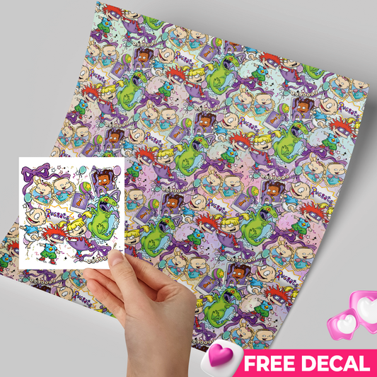 Printed Vinyl Sheet 12x12 " Permanent Vinyl - Rugrats Seamless