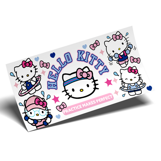 Cup Wrap Sticker UV DTF - Hello Kitty Progress Motivation Libbey cup Wrap