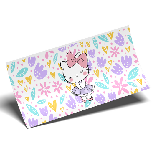 UV DTF WRAP - Florecitas Kitty Girly 16oz Libbey cup Wrap - Stickers