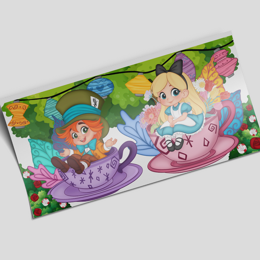 Cup Wrap Uv Dtf Sticker - Alice in a pink cup- Libbey cup Wrap