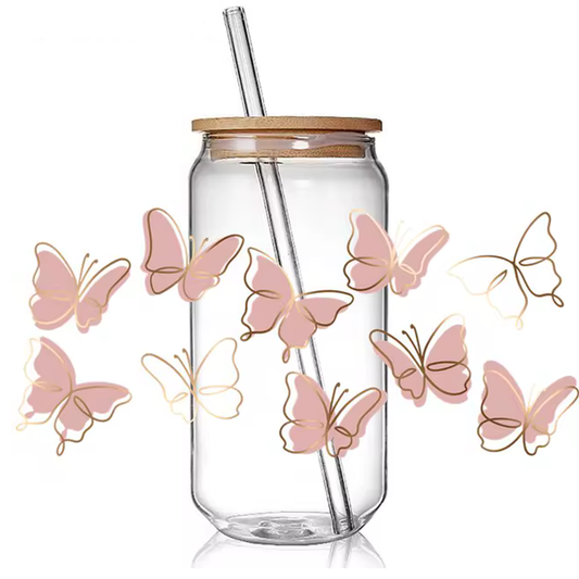 Cup Wrap Sticker - UV DTF nude Butterflies