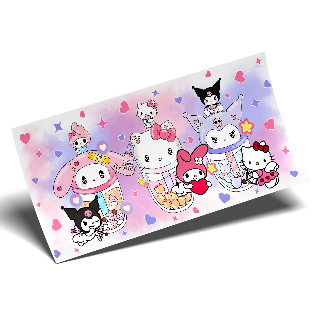 Cup Wrap Sticker UV DTF - 3 cups Watercolor Background Wrap