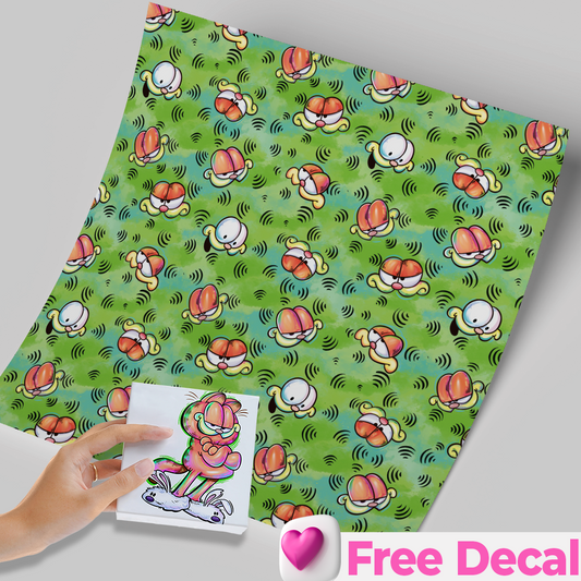 High-Quality Printed Adhesive Vinyl – Permanent Finish 12x12" GARFIELD Green / Free Uvdtd decal
