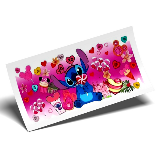Cup Wrap Sticker - UV DTF Stitch love balloons