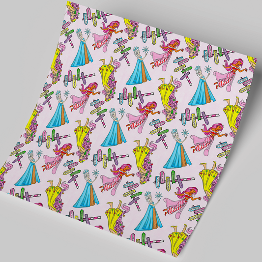 Printed Vinyl Sheet 12x12 " Permanent Vinyl - Candy Land Pink Princess