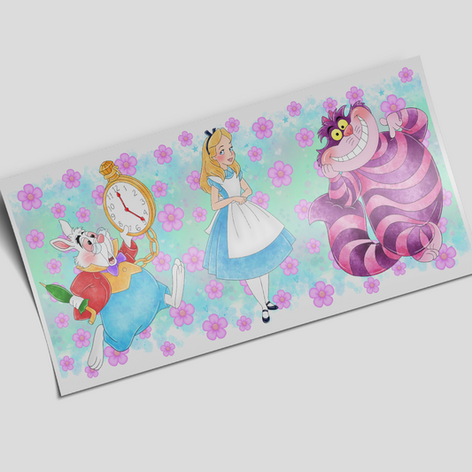 Cup Wrap Uv Dtf Sticker - Alice and bunny flowers - Libbey cup Wrap