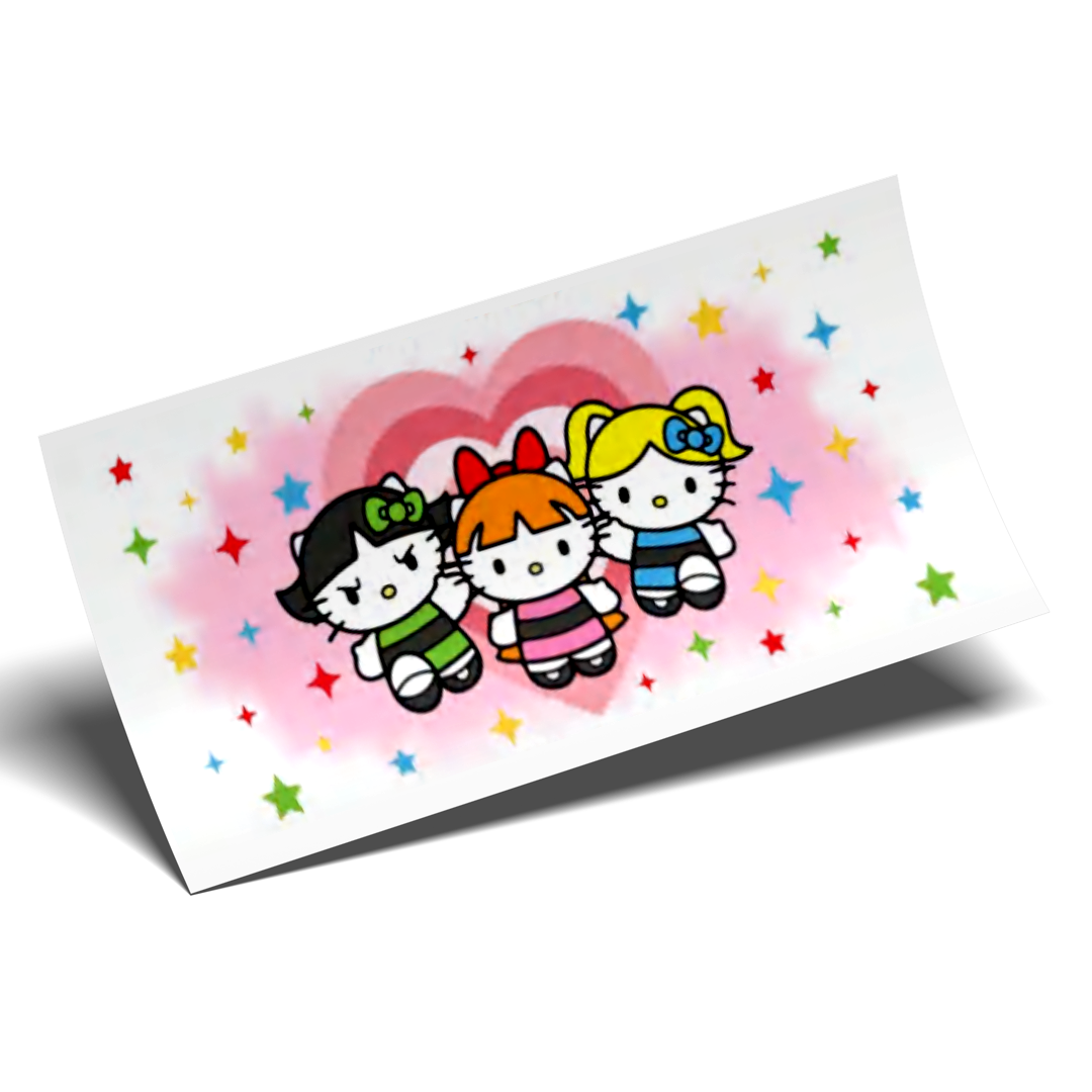 Cup Wrap Sticker - UV DTF Groove heart full background Powerpuff girls