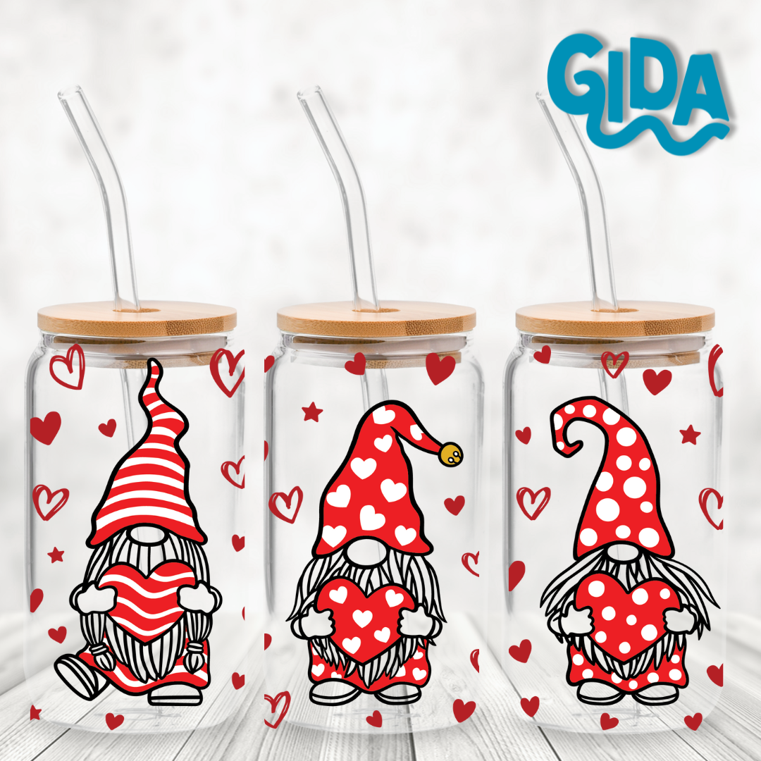 Cup Wrap Uv Dtf Stickers - LOVE Gnomes Libbey 16 oz Wrap
