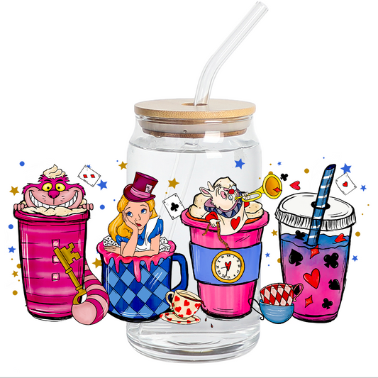 UV DTF WRAP - Alice wonderland coffee libbey cup Wrap