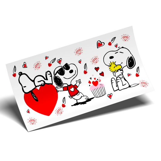 Cup Wrap Sticker - UV DTF Love Big red heart Snoopy