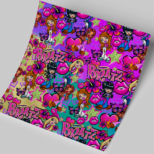 Printed Vinyl Sheet 12x12 " Permanent Vinyl - Bratz seamless neon