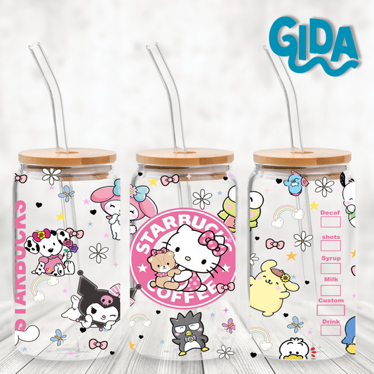 UV DTF - batzmaru, keropi and more coffee Libbey Wrap Sanrio kitty Starbucks