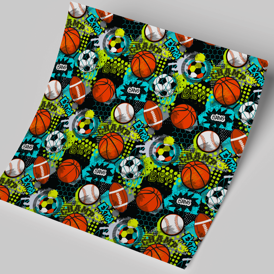 Printed Vinyl Sheet Sports Theme Printed 12x12 " Permanent Vinyl
