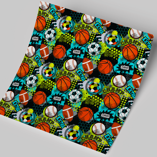 Printed Vinyl Sheet Sports Theme Printed 12x12 " Permanent Vinyl