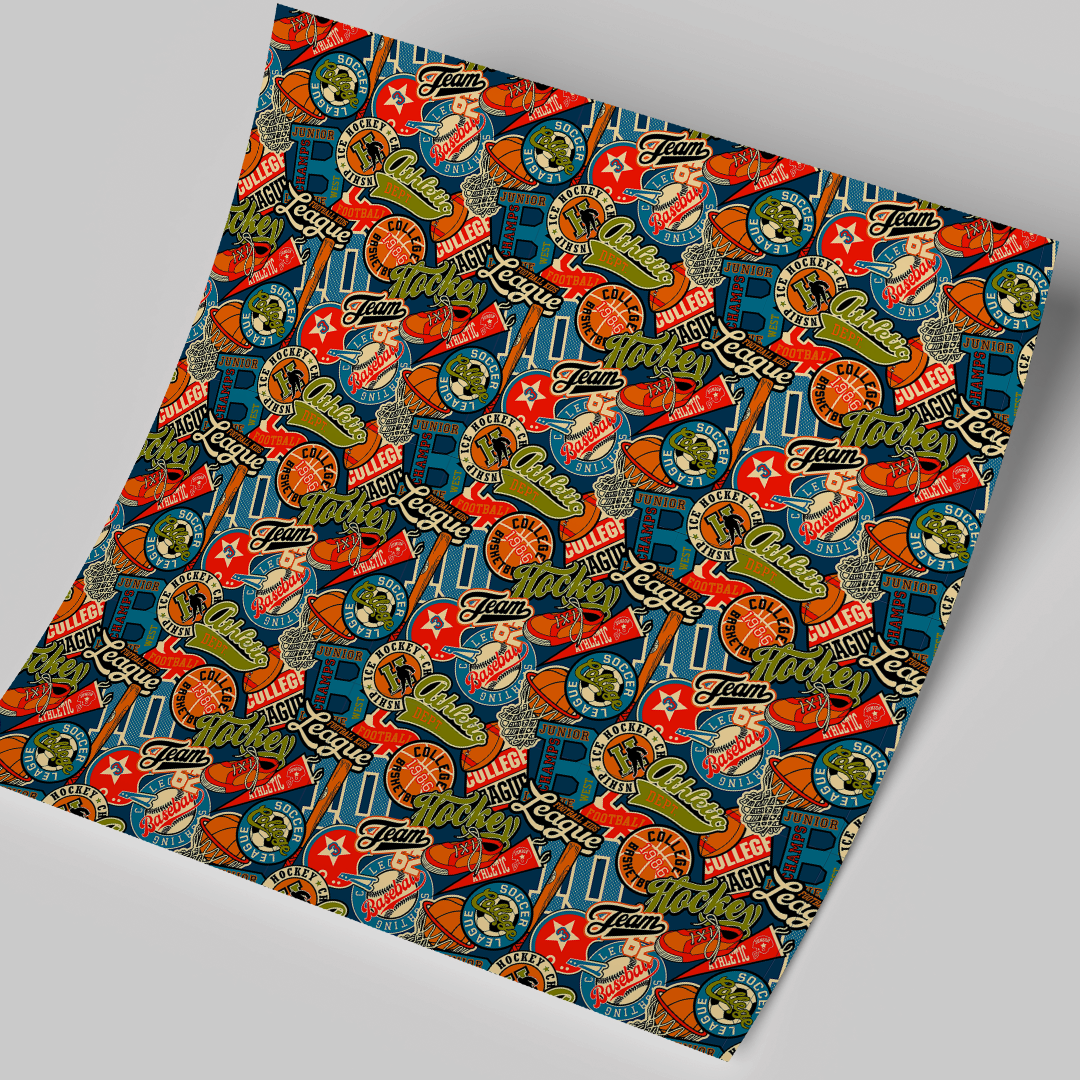 Printed Vinyl Sheet 12x12 " Permanent Vinyl - Baseball Icons Patch