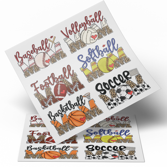 UV DTF Sheet WRAP - Sports Mom 9.5x10 inches