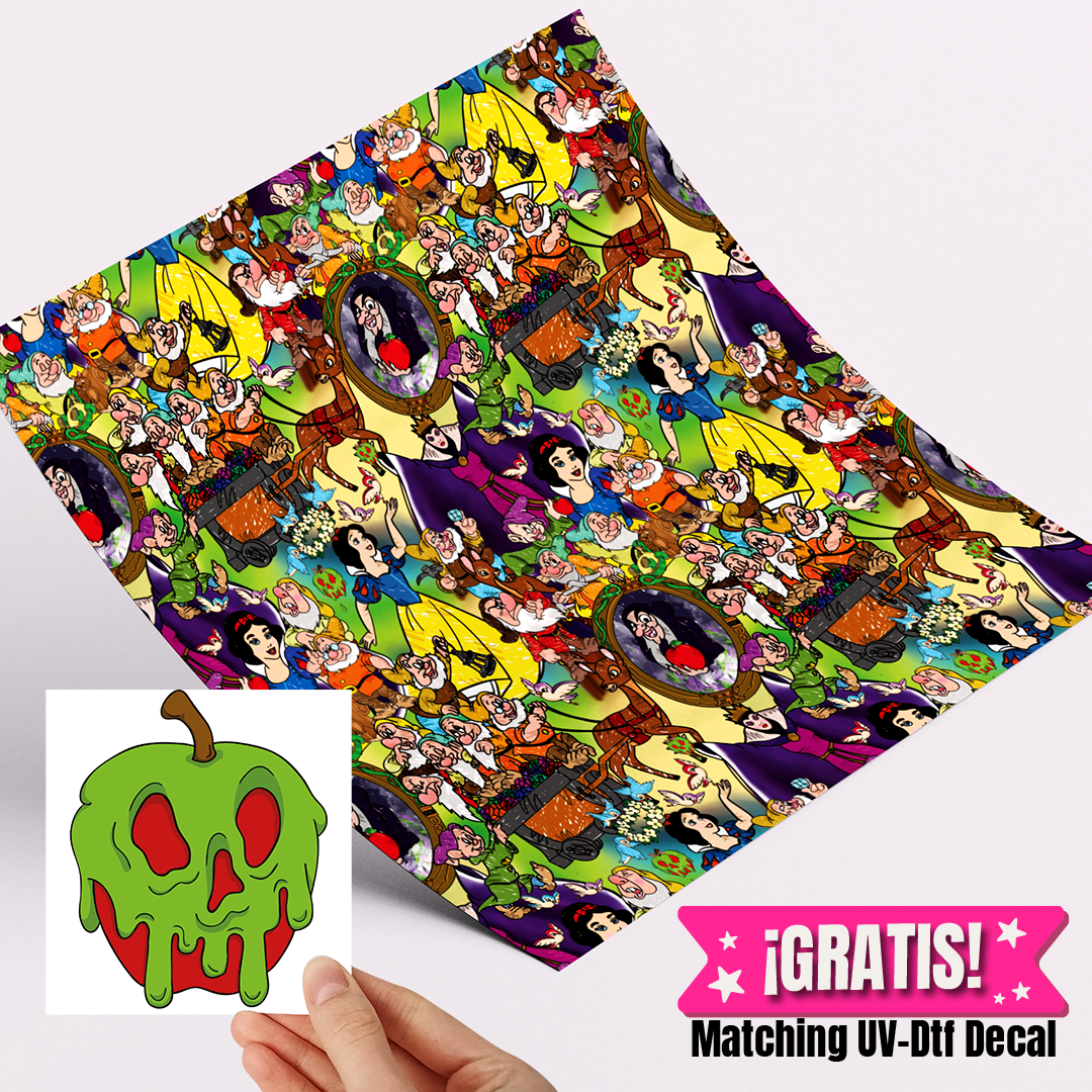High-Quality Printed Adhesive Vinyl – Permanent Finish 12x12" Blancanieves / Free Uvdtd decal
