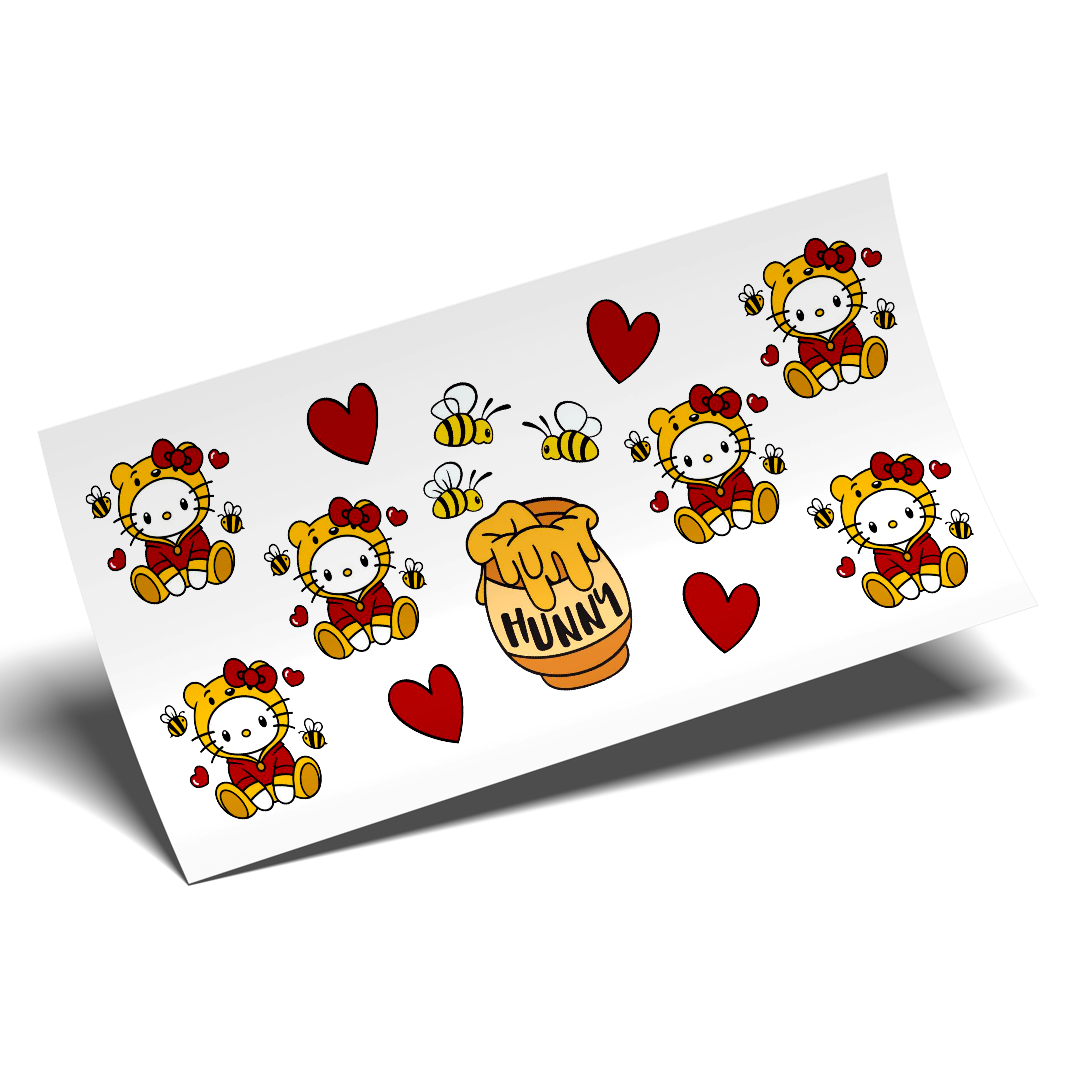 Cup Wrap Sticker - UV DTF Kitty Honey bee