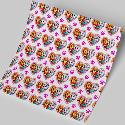 Printed Vinyl Sheet 12x12 " Permanent Vinyl - BLuey Hearts Pattern