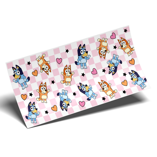 Cup Wrap Sticker UV DTF - Bluey Checkered