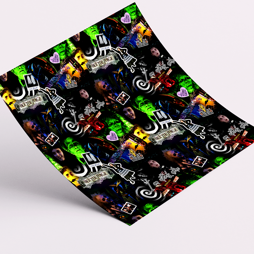 High-Quality Printed Adhesive Vinyl – Permanent Finish 12x12" Beetlejuice