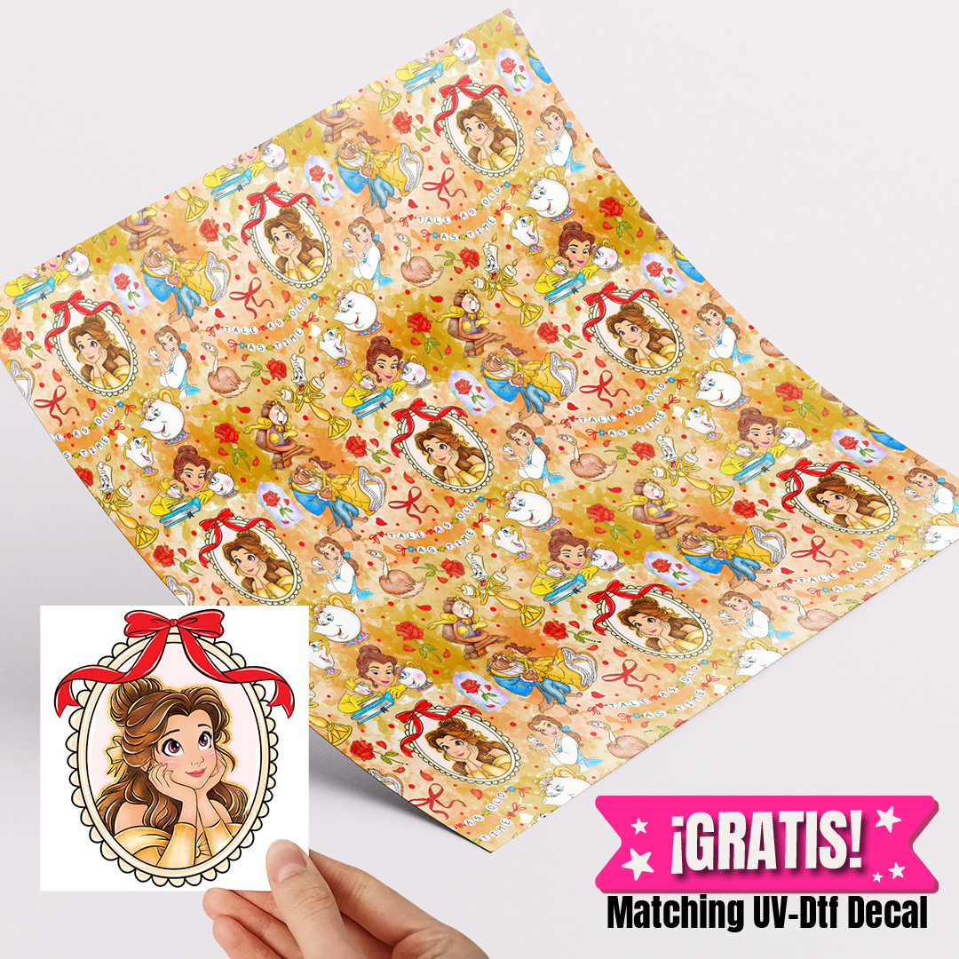 Printed Vinyl Sheet 12x12 " Permanent Vinyl - Bella Yellow Scallop frame