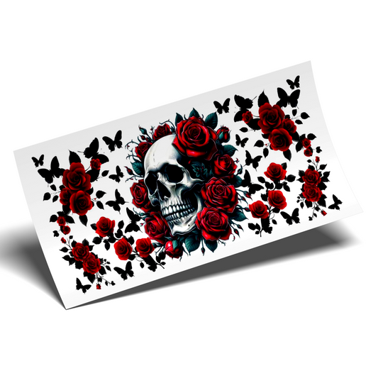 Cup Wrap Sticker - UV DTF Skull and roses