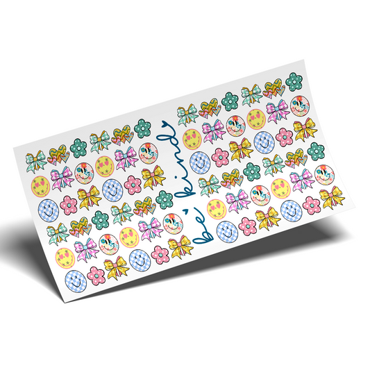 Cup Wrap Sticker UV DTF - Be kind bows