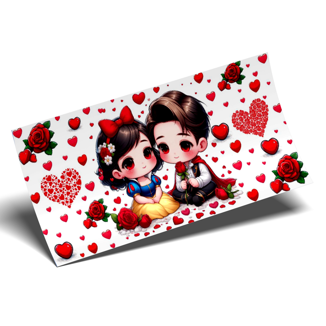 Cup Wrap Sticker UV DTF - Blaca nieves snow white inlove