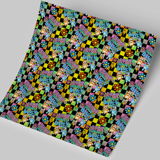 Printed Vinyl Sheet 12x12 " Permanent Vinyl - BLuey Checkered Seamless