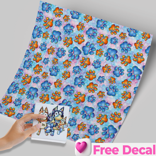 High-Quality Printed Adhesive Vinyl – Permanent Finish 12x12" Bluey cutest / Free Uvdtd decal