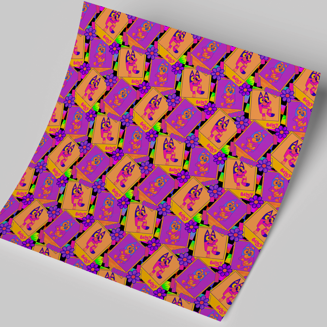 High-Quality Printed Adhesive Vinyl – Permanent Finish 12x12" Bluey Neon