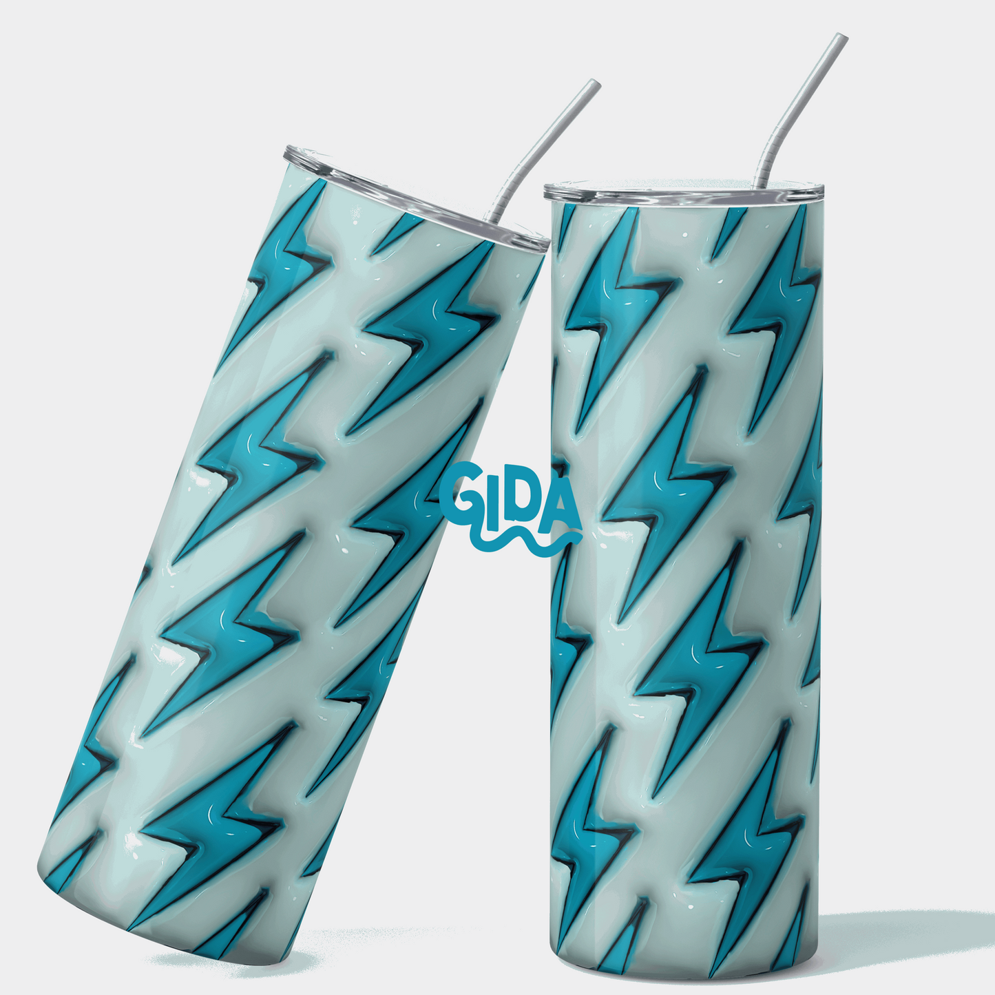 3D - Rayitos Thunder TURQUOISE 20oz Straight Tumbler wrap Vinyl