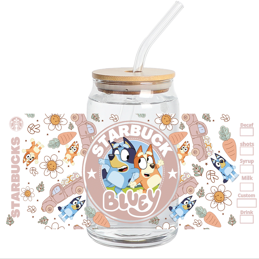 UV DTF Stickers Wraps - Doggie Vintage Libbey cup Wrap