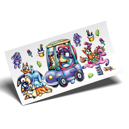 UV DTF Wrap Stickers - Bluey Car and horse