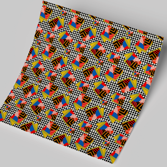 Printed Vinyl Sheet 12x12 " Permanent Vinyl - Black checkered Books