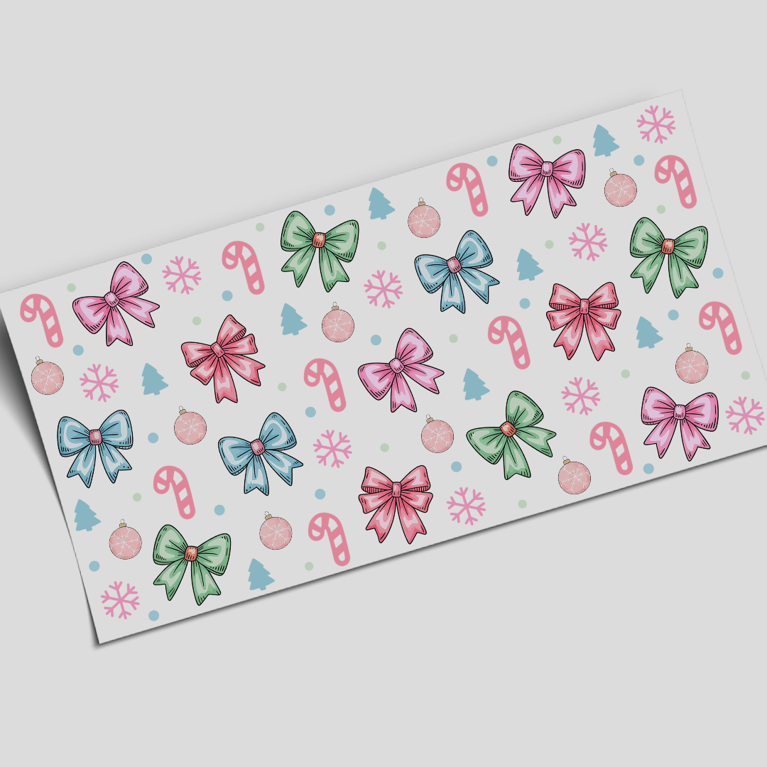 Cup Wrap Sticker - UV DTF Fuzzy bows