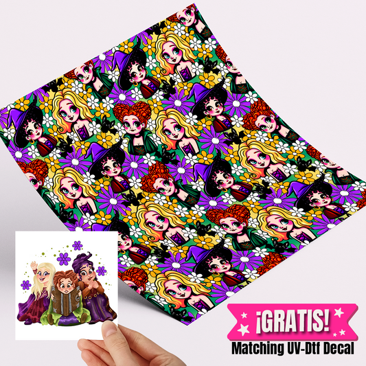 High Quality Printed Adhesive Vinyl – Permanent Finish 12x12" HP purple flowers / Free Uvdtd decal