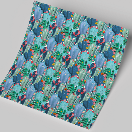 Printed Vinyl Sheet 12x12 " Permanent Vinyl - Cute Cactus