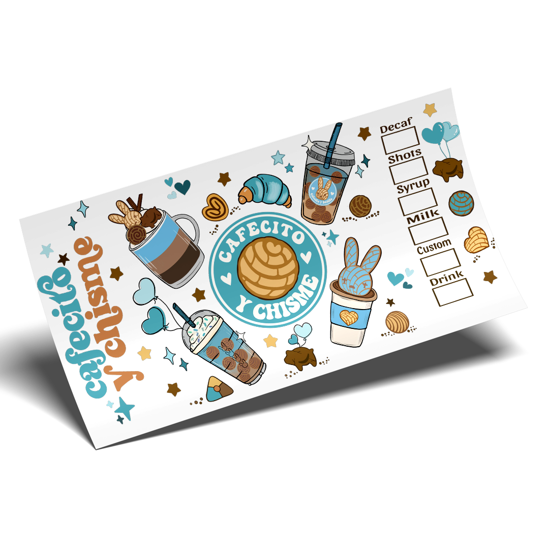 Cup Wrap Stickers UV DTF Stickers Wrap Blueishhh Cafecito