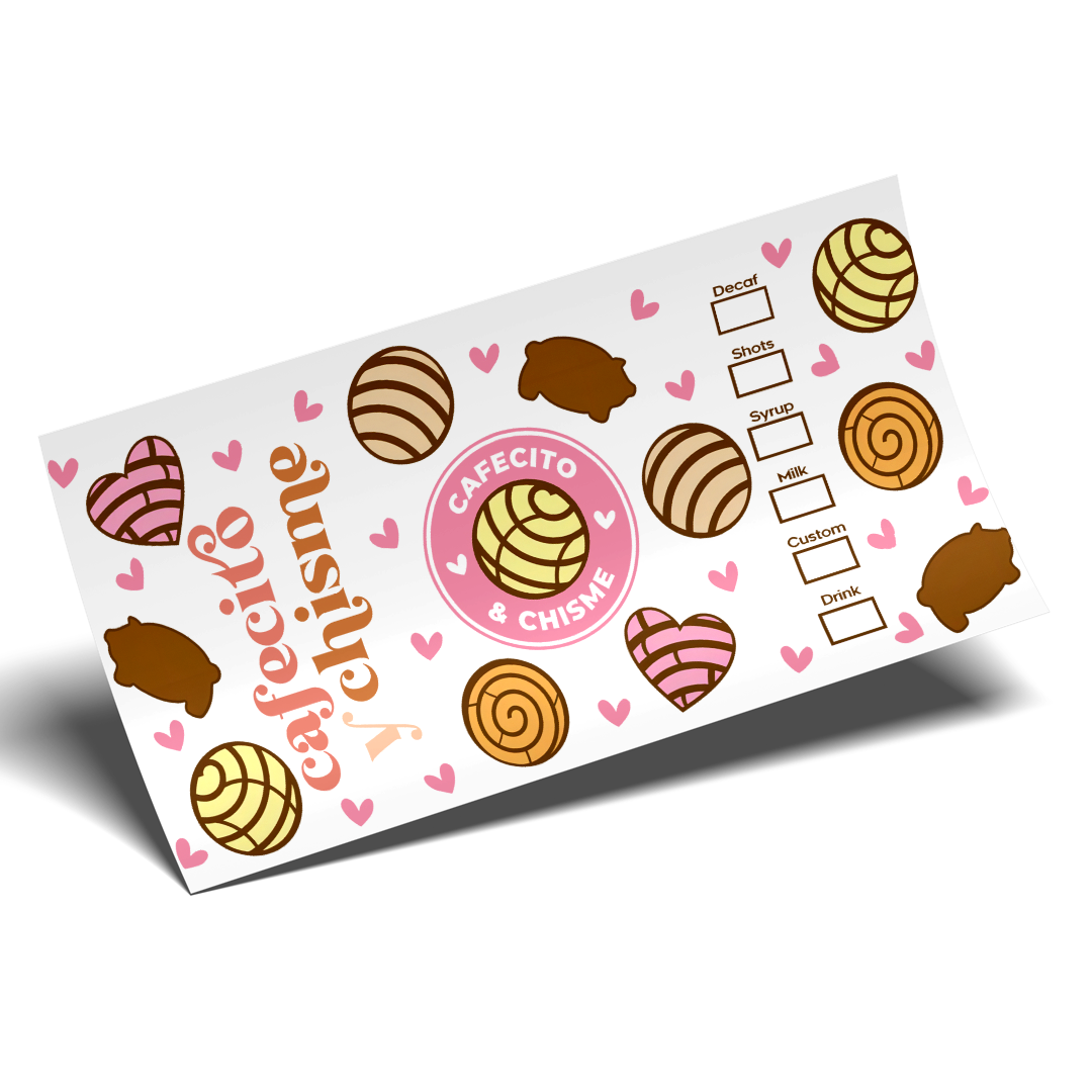 Cup Wrap Sticker - UV DTF Cafecito y Chisme Conchitas