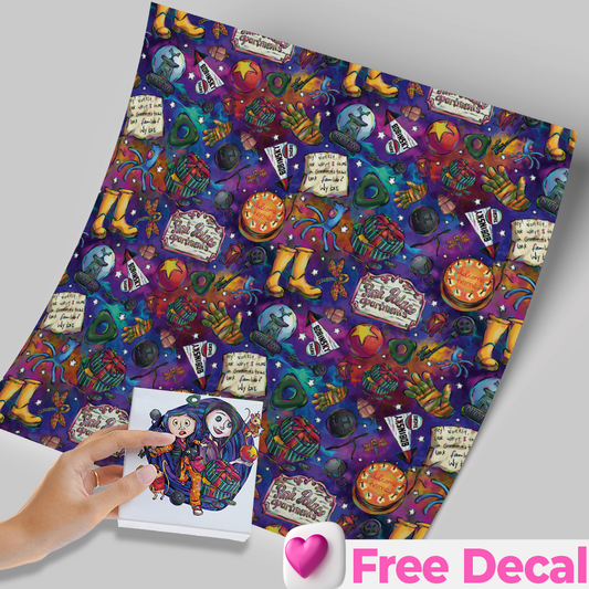 High-Quality Printed Adhesive Vinyl – Permanent Finish 12x12" CORALINE C / Free Uvdtd decal