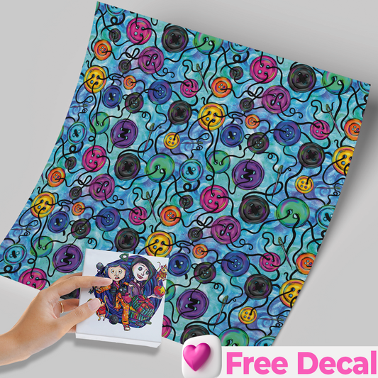 High-Quality Printed Adhesive Vinyl – Permanent Finish 12x12" CORALINE A / Free Uvdtd decal