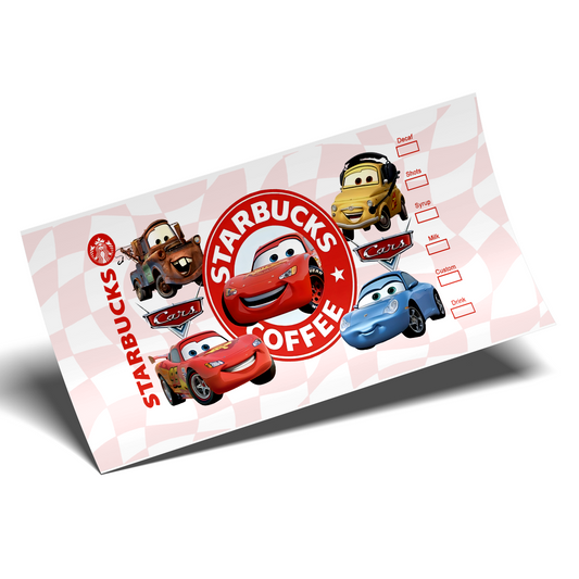 Cup Wrap Sticker - UV DTF Cars pastel background